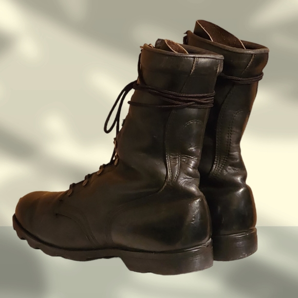 Men Vintage Leather Black Combat Boots Size 9W/Men Army Boots/ Men Military Boot - Picture 6 of 10